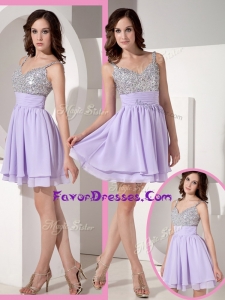 2016 Stylish Sweetheart Beading Lavender Short Prom Dress