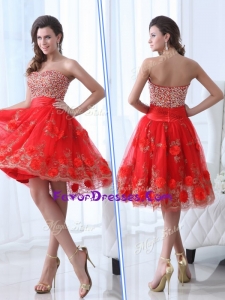 2016 Sweetheart Red Prom Dress with Beading and Appliques