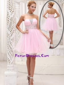 2016 Unique Strapless Beading Short Prom Dress for Homecoming