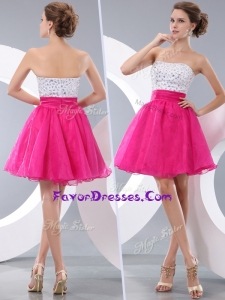 Lovely Princess Strapless Short Sweet Prom Dresses with Beading