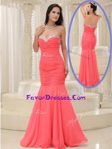 New Style Mermaid Sweetheart Coral Red Sweet Prom Dress