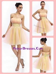 2016 Lovely Short Strapless Lace Up Sweet Prom Dresses with Beading and Ruching