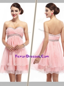 Lovely Sweetheart Short Sweet Prom Dress with Beading and Ruching