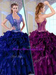 2016 Luxurious Ball Gown Sweetheart Quinceanera Dresses with Ruffles and Appliques