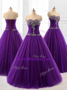 2016 Custom Made Beading A Line Quinceanera Dresses in Purple
