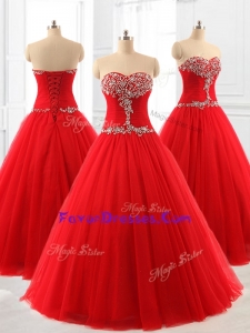 Custom Made A Line Beading Tulle Quinceanera Dresses for 2016