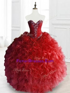Custom Made Ball Gown Quinceanera Gowns with Beading and Ruffles