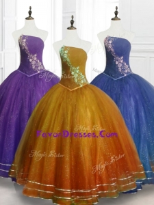 Custom Made Ball Gown Strapless Organza Quinceanera Dresses with Beading