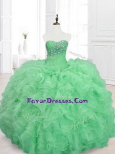 Custom Made Beading and Ruffles Sweetheart Quinceanera Dresses in Green