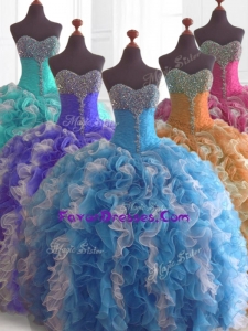 Custom Made Price Beading and Ruffles Quinceanera Dresses in Multi Color
