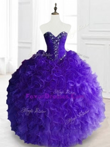 Custom Made Purple Quinceanera Dresses with Beading and Ruffles