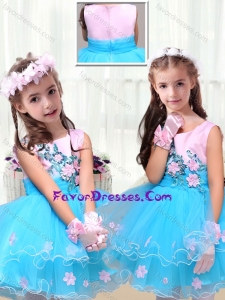 2016 Cute Scoop Short Little Girl Pageant Dresses with Appliques