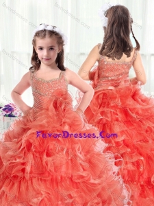 2016 Fashionable Straps Little Girl Pageant Dresses with Beading and Ruffles