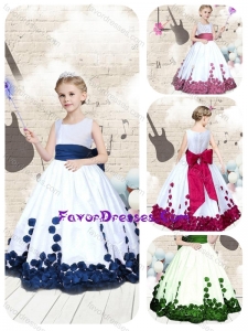 2016 Hot Sale Scoop Long Little Girl Pageant Dresses with Bowknot