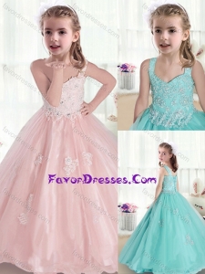 Beautiful Straps Little Girl Pageant Dresses with Appliques and Beading