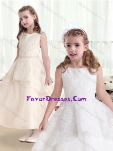 Cheap Bateau Flower Girl Dresses with Beading and Appliques