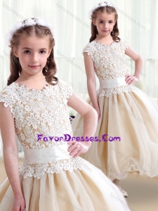 Cheap Scoop Ball Gown Flower Girl Dresses with Belt