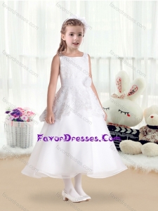 Cheap Scoop Flower Girl Dresses with Hand Made Flowers