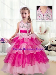 Lovely Halter Top Girl Pageant Dresses with Ruffled Layers