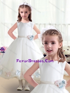 Lovely Scoop White Girl Pageant Dresses with Appliques