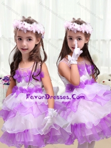 Lovely Short Girl Pageant Dresses with Appliques and Ruffled Layers
