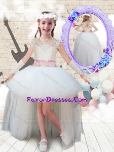 Lovely V Neck High Low Appliques Girl Pageant Dresses