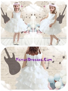 Lovely Scoop White Girl Pageant Dresses with Ruffled Layers