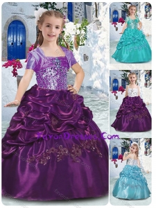 Classical Spaghetti Straps Little Girl Pageant Dresses with Beading and Bubles