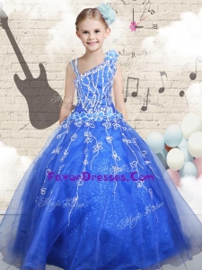 Latest Ball Gown Asymmetrical Little Girl Pageant Dresses with Beading