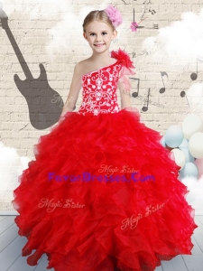 Popular Beading and Ruffles Little Girl Pageant Dresses in Red