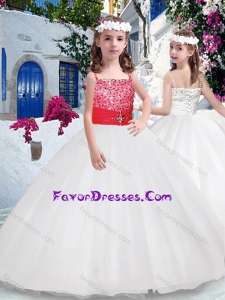 Cheap Ball Gown Spaghetti Straps Flower Girl Dresses with Beading
