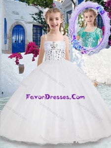 Cheap Spaghetti Straps Ball Gown Flower Girl Dresses with Beading