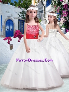 Cheap Spaghetti Straps Flower Girl Dresses with Appliques and Beading