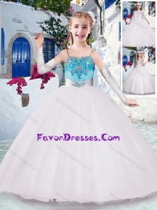 Cheap Spaghetti Straps Flower Girl Dresses with Appliques and Beading