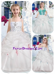 Cheap Spaghetti Straps Flower Girl Dresses with Beading and Bubles