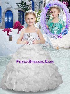 Cheap Spaghetti Straps Flower Girl Dresses with Beading and Ruffles