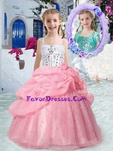 Cheap Spaghetti Straps Little Girl Pageant Dresses with Beading and Bubles