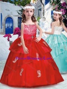 Lovely Spaghetti Straps Little Girl Pageant Dresses with Appliques and Beading
