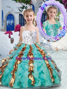 Lovely Spaghetti Straps Little Girl Pageant Dresses with Beading and Ruffles