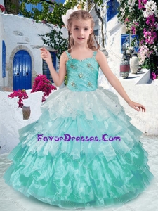 Lovely Straps Ball Gown Little Girl Pageant Dresses with Ruffled Layers
