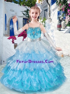 Lovely Straps Little Girl Pageant Dresses with Ruffled Layers and Appliques