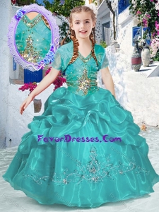Lovely Halter Top Bubles Little Girl Pageant Dresses in Turquoise