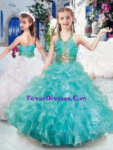 Lovely Halter Top Little Girl Pageant Dresses with Beading and Ruffles