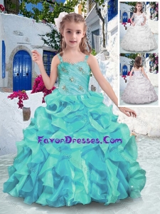 Lovely Straps Ball Gown Little Girl Pageant Dresses with Ruffles