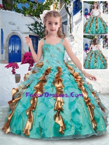 Lovely Straps Little Girl Pageant Dresses with Beading and Ruffles