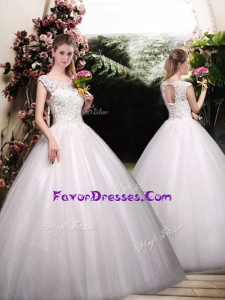 2016 Ball Gown Scoop Wedding Dresses with Appliques