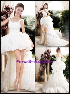 2016 New Style High Low Straps Wedding Dresses with Appliques