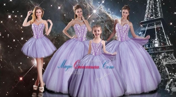 Exclusive Lavender Quinceanera Dresses and Simple Straps Mini Quinceanera Dresses and Beautiful Beading Ball Gown Dama D