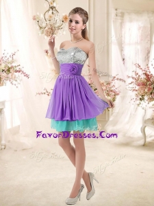 2016 Low Price Sweetheart Short Prom Dresses with Sequins and Belt