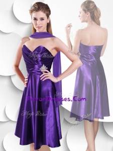 2016 Perfect Empire Sweetheart Elastic Woven Satin Prom Dress with Beading and Ruching